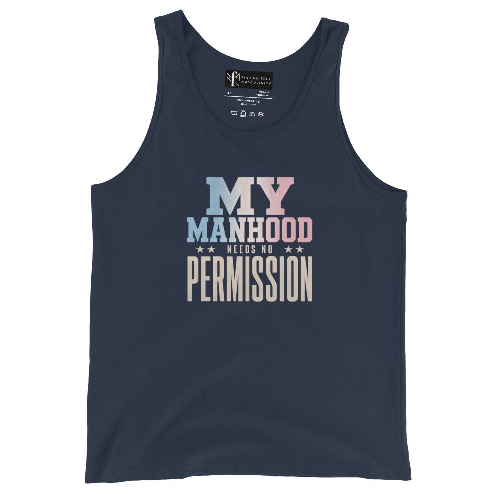 My Manhood Needs No Permission | Trans Pride Tank Top - Image 3