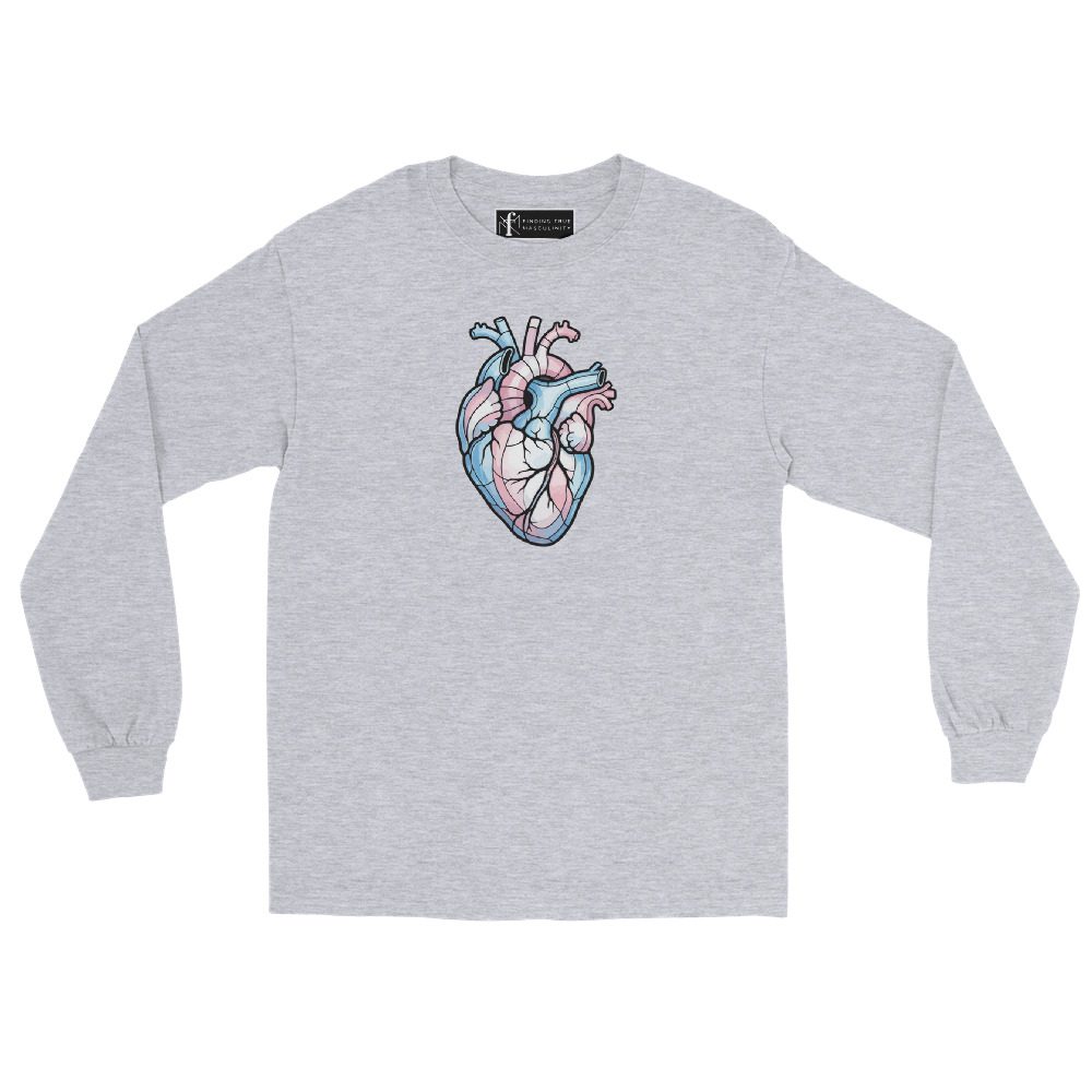 Anatomical Trans Heart | Trans Pride Long Sleeve Shirt - Image 3